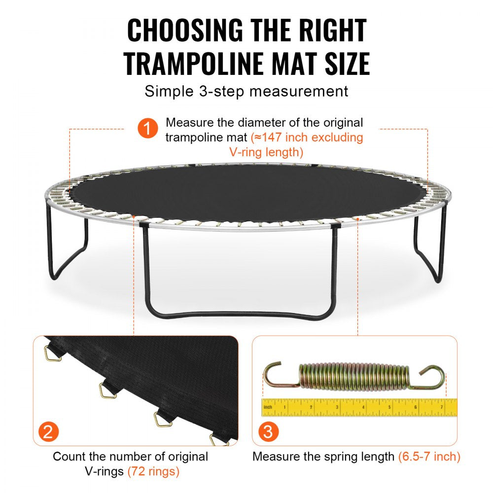 Replacement Trampoline Mat Fits 14ft Frame 72 V-Ring 6.5"-7" Spring Length