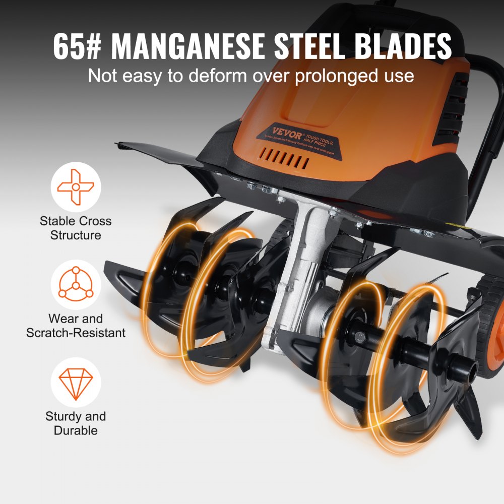 12 Amp Electric Tiller, 18" Tilling Width 3.94" Tilling Depth Corded Electric Tiller/Cultivator, Steel Mn Tines, Rototiller for Garden Lawn Soil Digging