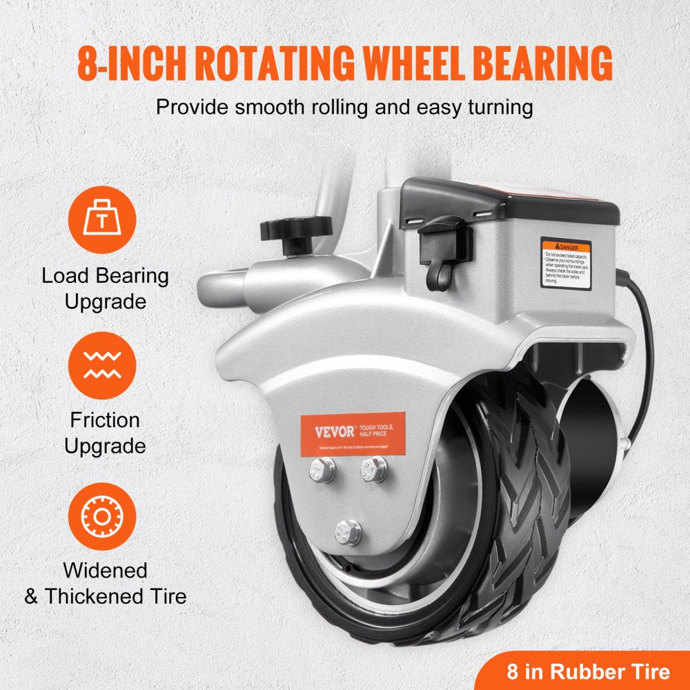 Electric Trailer Dolly, 5000lbs Towing Capacity, 350W 12V Trailer Jockey Wheel with 22 ft/min Moving Speed, 12``-24.8`` Adjustable Clamp Height & 8`` Rubber Tire, for Moving Trailer Caravan Boat