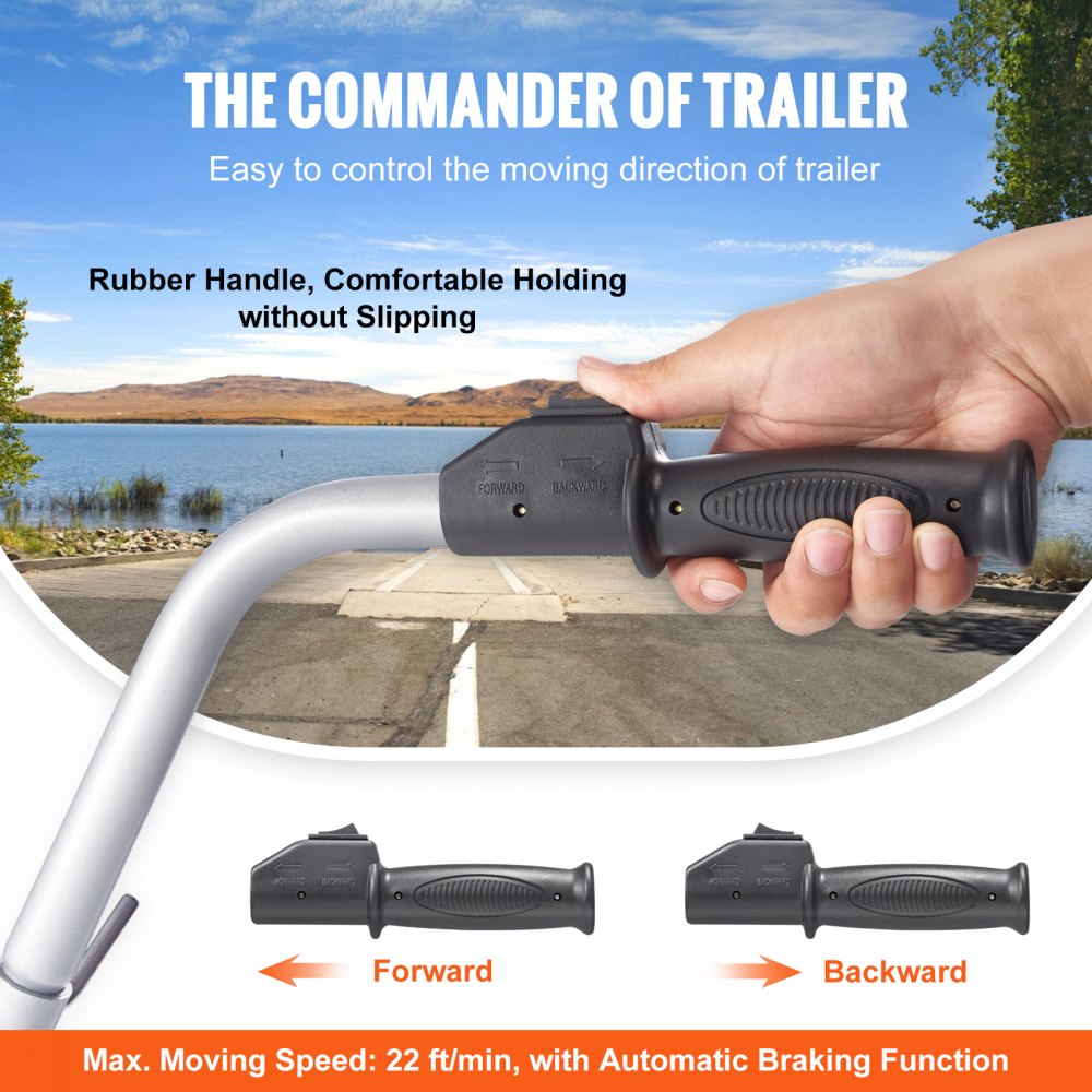 Electric Trailer Dolly, 5000lbs Towing Capacity, 350W 12V Trailer Jockey Wheel with 22 ft/min Moving Speed, 12``-24.8`` Adjustable Clamp Height & 8`` Rubber Tire, for Moving Trailer Caravan Boat