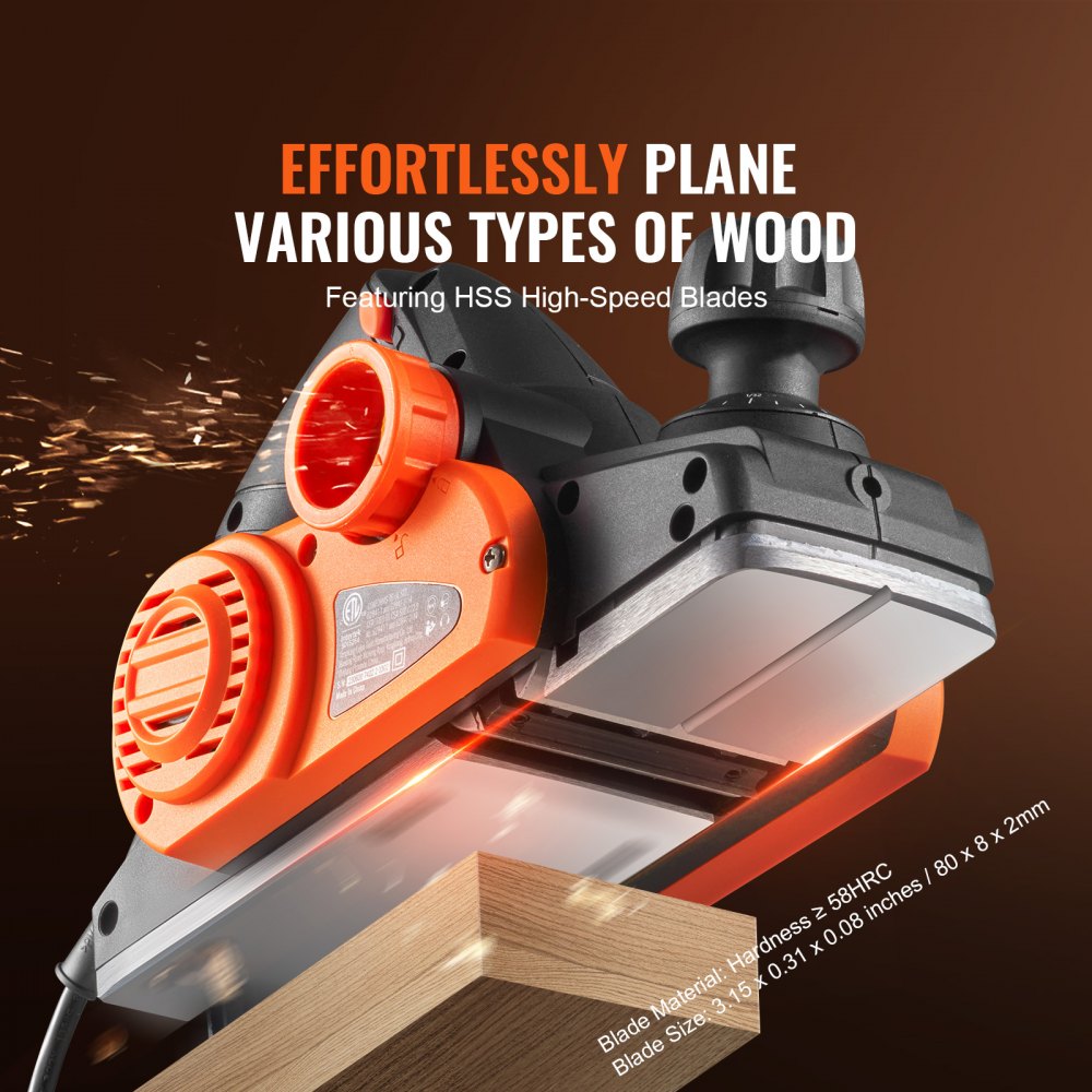 Bostome corded electric hand planer with adjustable depth control and integrated dust collection bag.