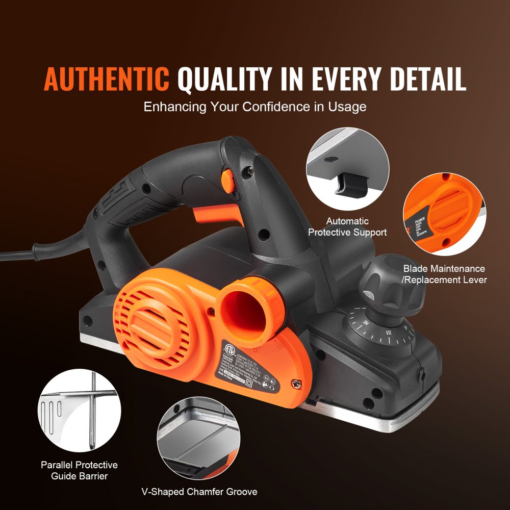 Bostome corded electric hand planer with adjustable depth control and integrated dust collection bag.
