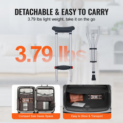 Underarm Crutches 13-Level Height Adjustable Under Arm Walking Crutches