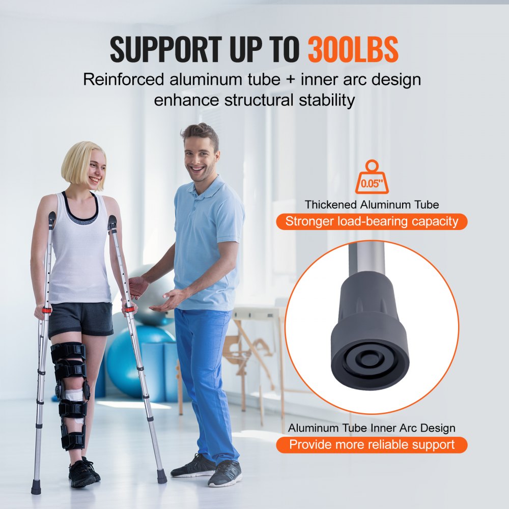Underarm Crutches 13-Level Height Adjustable Under Arm Walking Crutches