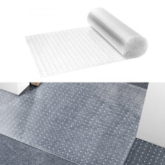 Transparent PVC carpet protector roll, 24" x 12', with textured underside, shown unrolled on carpet.