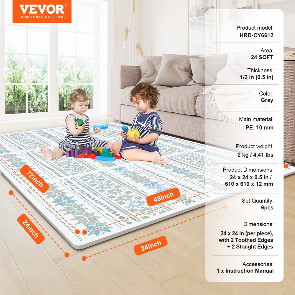 Colorful interlocking foam tiles forming a soft puzzle play mat for kids.