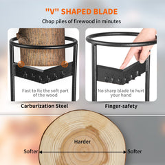 Firewood Kindling Splitter, 9``x17`` XL Wood Splitter, Unique V-Shaped Finger-Safety Blade, Manual Log Splitter for Wood Splitting, Heavy Duty Strong Steel Structure & Stability, Log Splitter