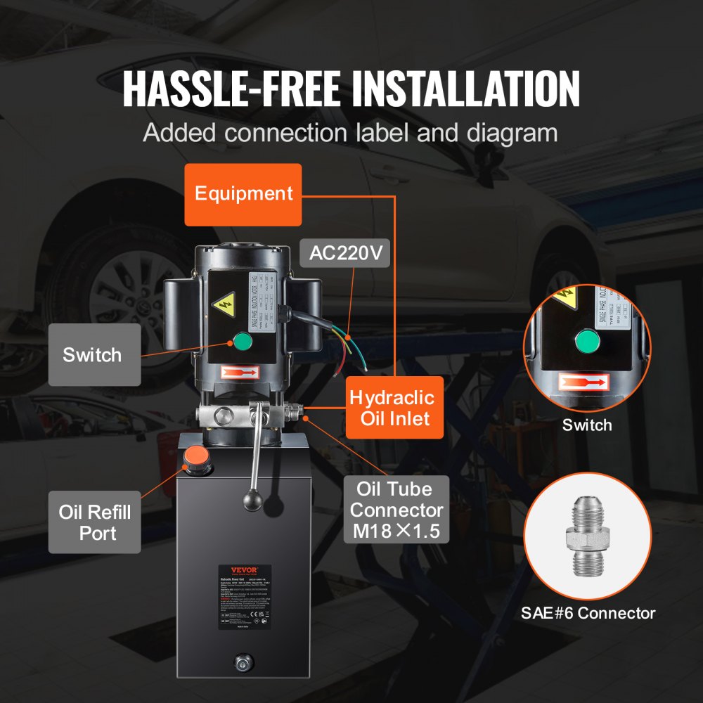 Bostome 15 quart hydraulic pump with a 2.2kW motor and steel reservoir for dump trailers.
