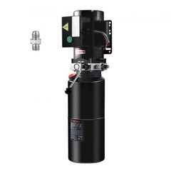 Black Bostome 10-quart single-acting hydraulic power unit with motor, controls, and fittings.