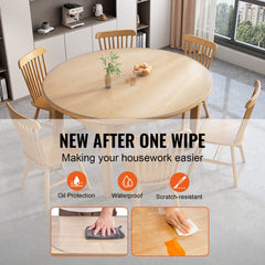 Clear Table Cover Protector, 48 inch/1230 mm Round Table Cover, 1.5 mm Thick PVC Plastic Tablecloth, Waterproof Desktop Protector for Writing Desk, Coffee Table, Dining Room Table