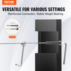 30 Pack Invisible Cable Railing kit, T316 Stainless Steel 1/8" Invisible Receiver and Swage Stud End for Cable Railing, Swage Tensioner 1/8" for Wood/Metal Post, Cable Railing Hardware, Black