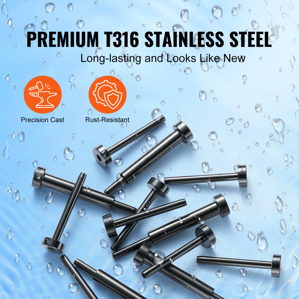 30 Pack Invisible Cable Railing kit, T316 Stainless Steel 1/8" Invisible Receiver and Swage Stud End for Cable Railing, Swage Tensioner 1/8" for Wood/Metal Post, Cable Railing Hardware, Black