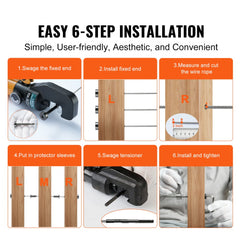 40 Pack Invisible Cable Railing kit, T316 Stainless Steel 1/8" Invisible Receiver and Swage Stud End for Cable Railing, Swage Tensioner 1/8" for Wood/Metal Post, Cable Railing Hardware, Black