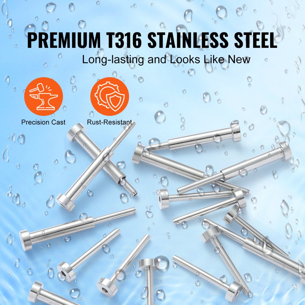 20 Pack Invisible Cable Railing kit, T316 Stainless Steel 1/8" Invisible Receiver and Swage Stud End for Cable Railing, Swage Tensioner 1/8" for Wood/Metal Post, Cable Railing Hardware, Silver