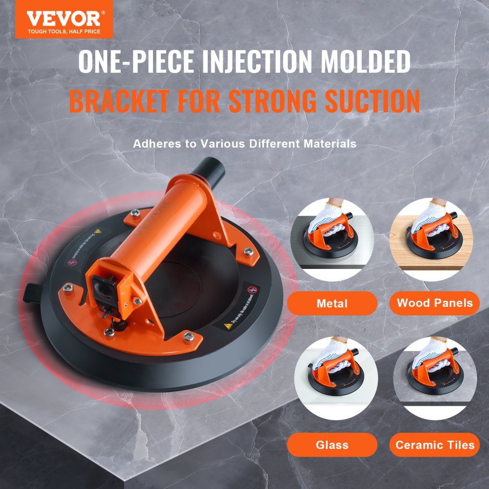 Glass Suction Cup, 8" 2 Pack 615 lbs Load Capacity, Vacuum Suction Cup with Steel Handle & Carry Box, Heavy Duty Industrial Suction Cup Lifter Tool for Glass, Granite, Tile, Metal, Wood Lifting
