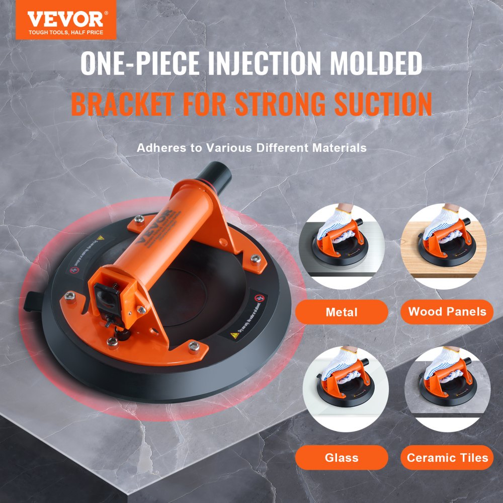 Glass Suction Cup, 8" 2 Pack 615 lbs Load Capacity, Vacuum Suction Cup with ABS Handle and Carry Box, Heavy Duty Industrial Suction Cup Lifter Tool for Glass, Granite, Tile, Metal, Wood Lifting