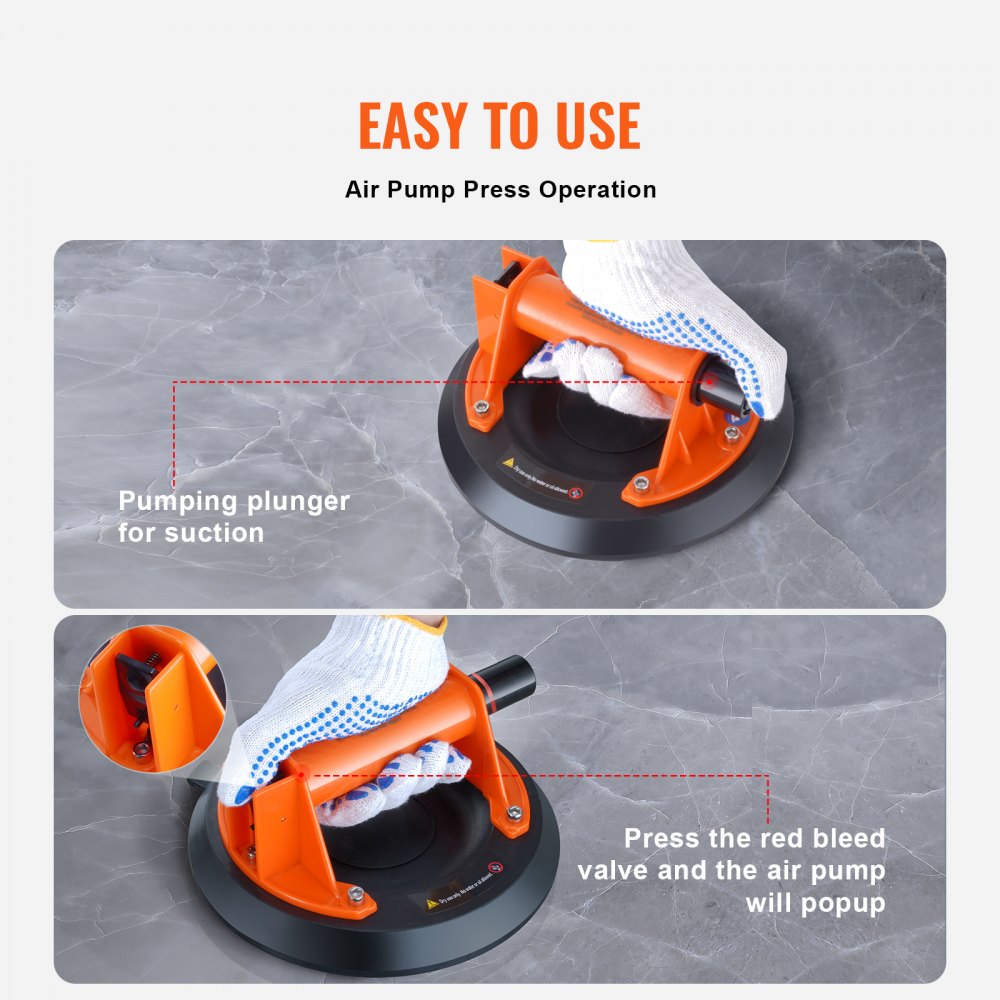Glass Suction Cup, 8" 2 Pack 615 lbs Load Capacity, Vacuum Suction Cup with ABS Handle and Carry Box, Heavy Duty Industrial Suction Cup Lifter Tool for Glass, Granite, Tile, Metal, Wood Lifting