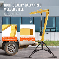Hydraulic Pickup Truck Crane, 1000 lbs Capacity, 360° Swivel, Hitch Mounted Crane with Three Boom Capacities of 500 lbs, 750 lbs & 1000 lbs, for Lifting Goods in Construction, Forestry, Factory
