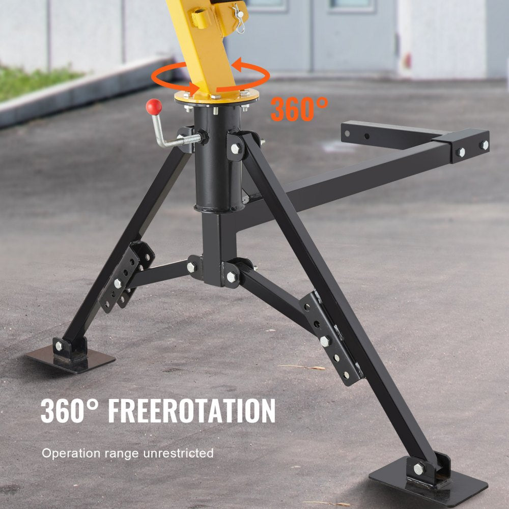 Hydraulic Pickup Truck Crane, 1000 lbs Capacity, 360° Swivel, Hitch Mounted Crane with Three Boom Capacities of 500 lbs, 750 lbs & 1000 lbs, for Lifting Goods in Construction, Forestry, Factory