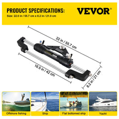 Hydraulic Steering Cylinder 300HP, Hydraulic Steering, Front Mount, Hydraulic Outboard Steering Cylinder for Marine Boat Steering System