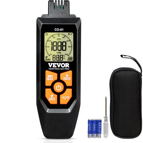 Carbon Monoxide Detectors, 0-1000PPM CO Detector with Audible & Visual Alarm, Portable CO Gas Meter Tester with Temperature Sensor, LCD Backlit Screen for Home / Industrial (3 x Battery Include)
