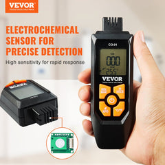 Carbon Monoxide Detectors, 0-1000PPM CO Detector with Audible & Visual Alarm, Portable CO Gas Meter Tester with Temperature Sensor, LCD Backlit Screen for Home / Industrial (3 x Battery Include)