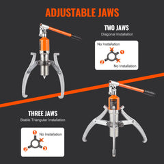 Hydraulic Gear Puller, 15 Ton Max Capacity Wheel Bearing Pulling Separator, 2 or 3 Jaws Puller, Vertically and Horizontally, 12" Jaw Hydraulic Puller with Case for Pulling Hubs