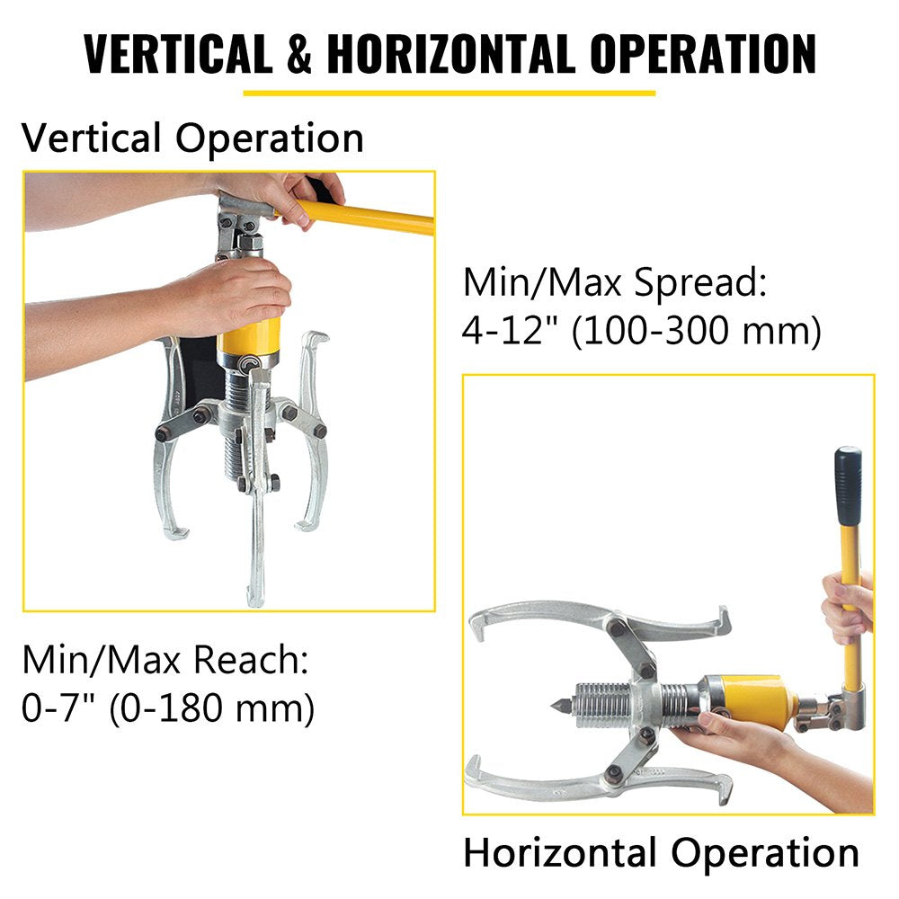 Hydraulic Gear Puller, 15 Ton Max. Capacity Hydraulic Puller, 2 or 3 Jaws Bearing Hub Separator, 3.9"- 11.8" Hydraulic Puller Separator Tool for Pulling Hubs, Flanges, Gears, Bearings