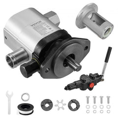 Hydraulic Wood Log Splitter Pump Kit, 22GPM, 2 Stage 4000PSI Aluminum Hydraulic Gear Pump, with Valve Coupling Installation Base 3/4`` NPT Outlet 3600 RPM, for Small Engine Mounting Log Splitter