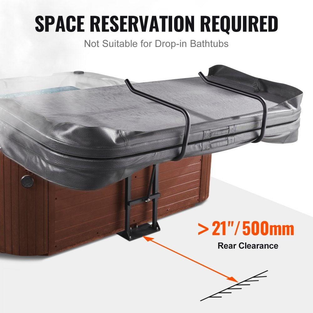 Hot Tub Cover Lift, Spa Cover Lift, Hydraulic, Height 33.1" - 41.3" Width 53.1" - 92.5" Adjustable, Installed Underneath on one Sides, Suitable for Various Sizes of Hot Tubs, Spa