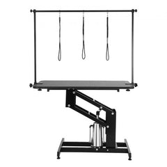 Bostome 43" hydraulic pet grooming table with adjustable height and waterproof non-slip surface.