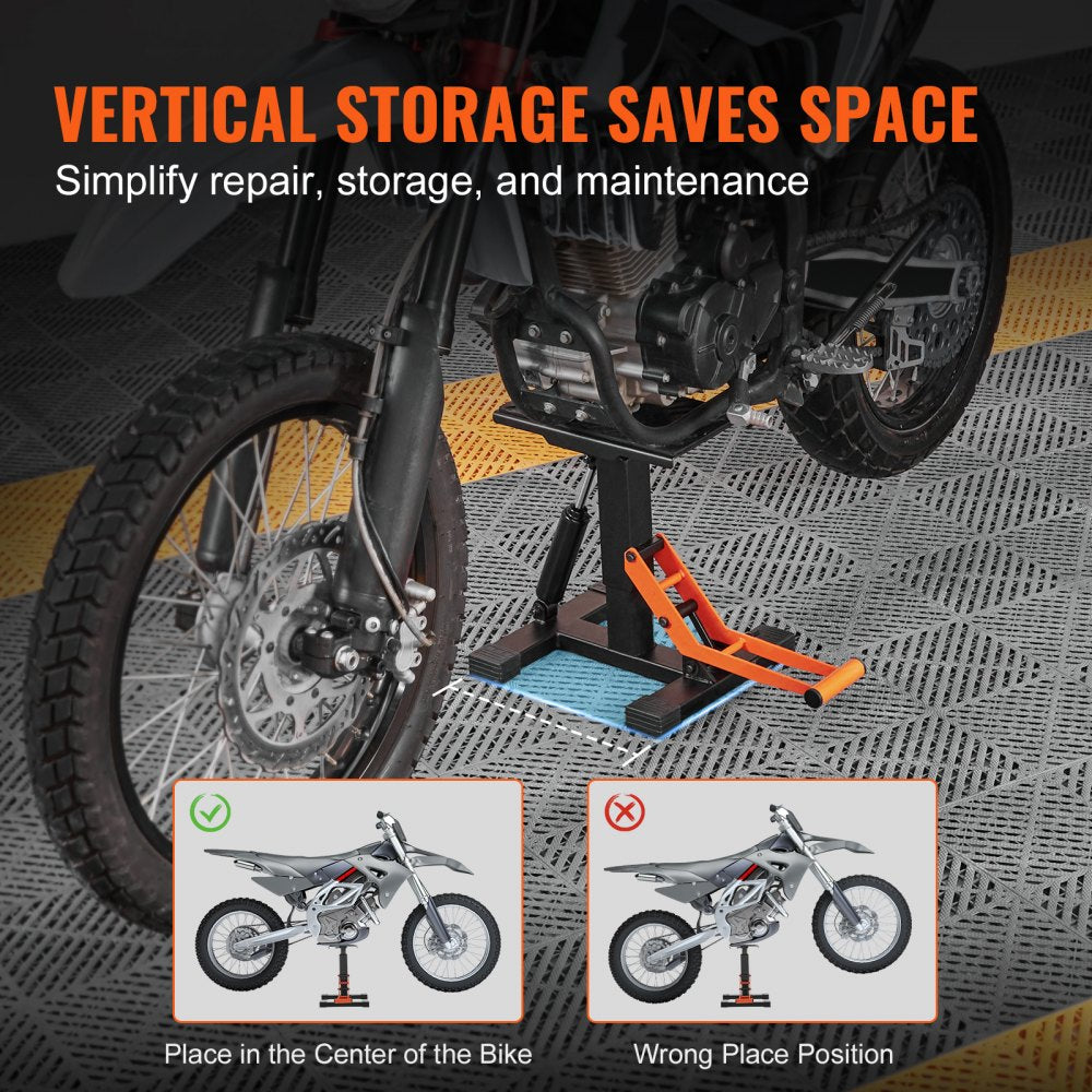 Dirt Bike Lift Stand, Motorcycle Jack Lift Stand 440 lbs Capacity and Hydraulic Lift Operation, Adjustable Height Hoist Table, for Dirt Pit Bike Repair, Maintenance, Dirt Bike Accessories