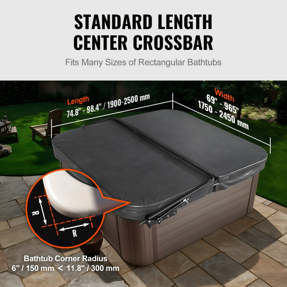Hot Tub Cover Lift, Spa Cover Lift, Hydraulic, Width 69" - 96.5" Adjustable, Installed on Both Sides at the Top, Suitable for Various Sizes of Rectangular Bathtubs, Hot Tubs, Spa
