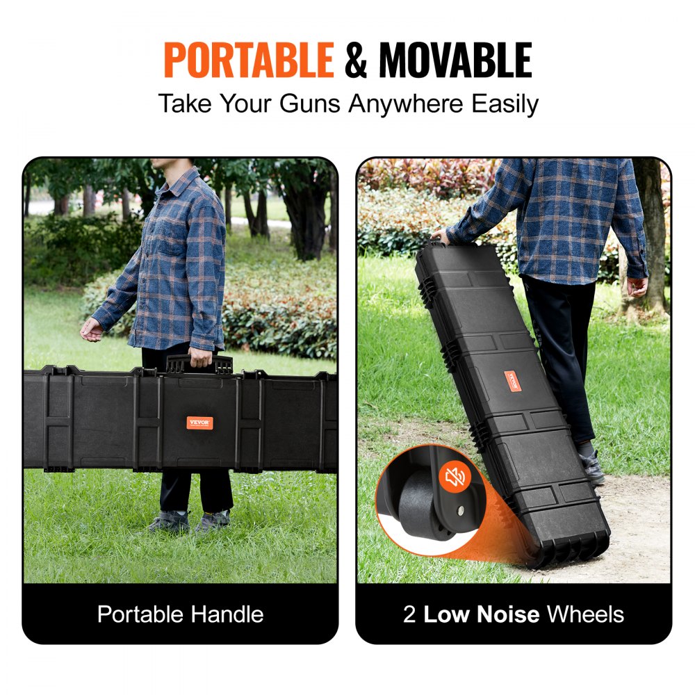 Tactical Range Case, Outdoor Tactical Hard Case with 3 Layers Fully-protective Foams, 50 inch lockable Hard Tactical Range Case with Wheels, IP67 Waterproof & Crushproof