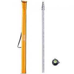 Bostome 25ft telescopic grade rod with dual-sided scales and six adjustable aluminum sections.