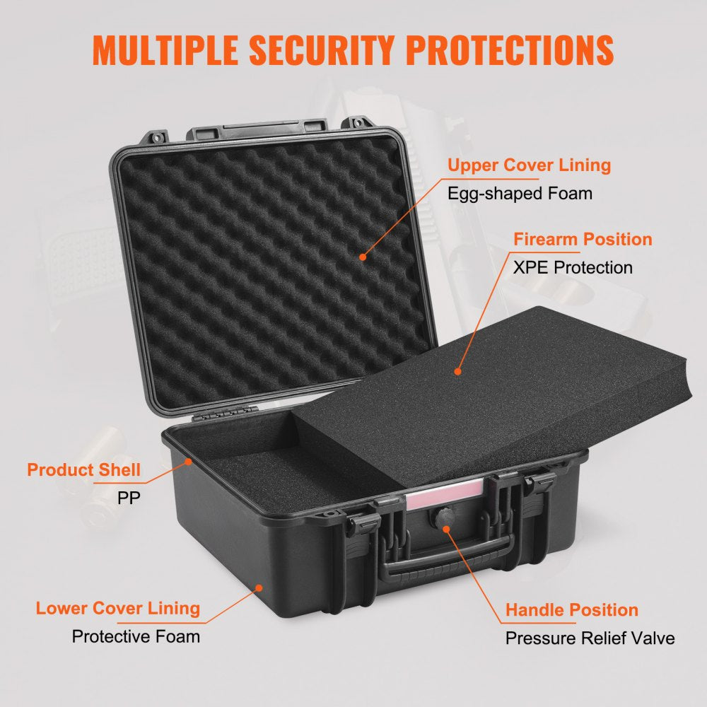 Hard Pistol Cases with Pre-cut PU Foam Lockable Pistol Case for 6 Pistol