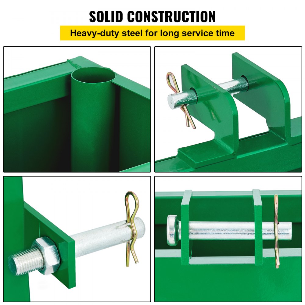 3 Point Ballast Box, 800lbs Capacity Hitch Ballast Box, Standard 2`` Hitch Receiver, Tractor Ballast Box with 5cu.ft Volume, Heavy Duty Steel, Fits Category 1 Tractor Attachment,Green