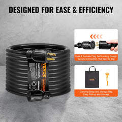 30 Amp Generator Cord and Power Inlet Box Kit, 25 FT, NEMA L14-30P/L14-30R STW 10 AWG Generator Power Extension Cord with Twist Lock Connector, Pre-Drilled Inlet Box for RV Outdoor, ETL Listed