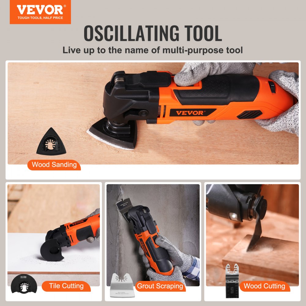 Bostome 2.5A corded oscillating multi-tool with LED light and six-speed settings.