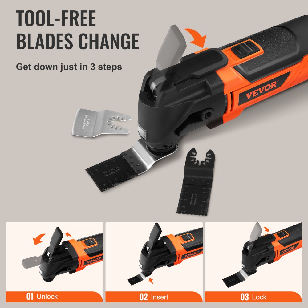 Bostome 2.5A corded oscillating multi-tool with LED light and six-speed settings.