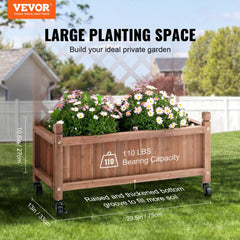 Raised Garden Bed with Trellis, 30" x 13" x 61.4" Outdoor Raised Wood Planters with Drainage Holes, Free-Standing Trellis Planter Box for Vine Climbing Plants Flowers in Garden, Patio, Balcony