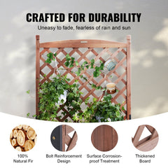 Raised Garden Bed with Trellis, 30" x 13" x 61.4" Outdoor Raised Wood Planters with Drainage Holes, Free-Standing Trellis Planter Box for Vine Climbing Plants Flowers in Garden, Patio, Balcony