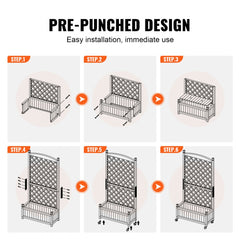 Raised Garden Bed with Trellis, 30" x 13" x 61.4" Outdoor Raised Wood Planters with Drainage Holes, Free-Standing Trellis Planter Box for Vine Climbing Plants Flowers in Garden, Patio, Balcony