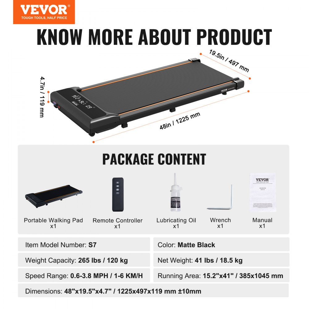 Walking Pad Under Desk Treadmill for Home Office Working Walking Jogging
