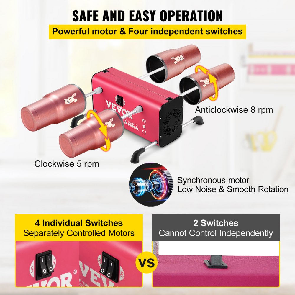 Red Bostome 4-Arm Cup Turner Machine with two speeds and independent switches for crafting.