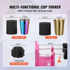 Bostome 4-arm tumbler spinner with adjustable foams for various cup sizes and two-way rotation.
