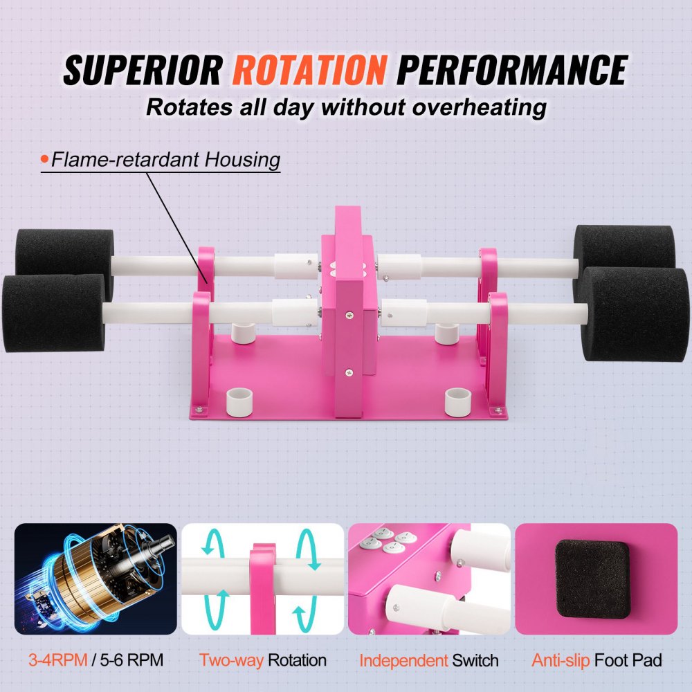 Bostome 4-arm tumbler spinner with adjustable foams for various cup sizes and dual rotation.