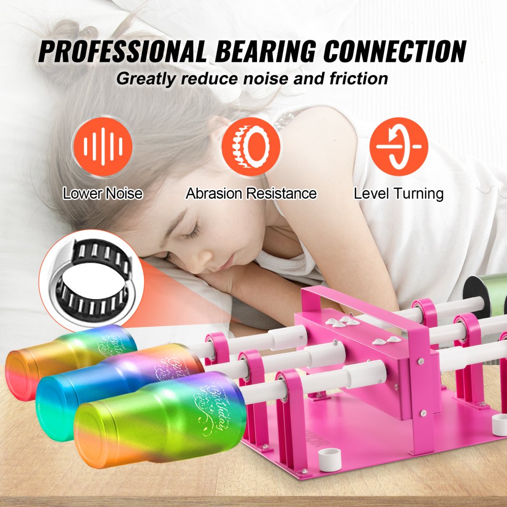 Bostome 6 Cup Turner with six arms and adjustable foams for various tumbler sizes.