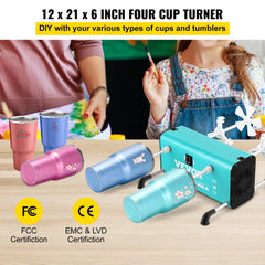 Bostome 4-arm cup turner machine in green with adjustable speeds and silicone cup holders.
