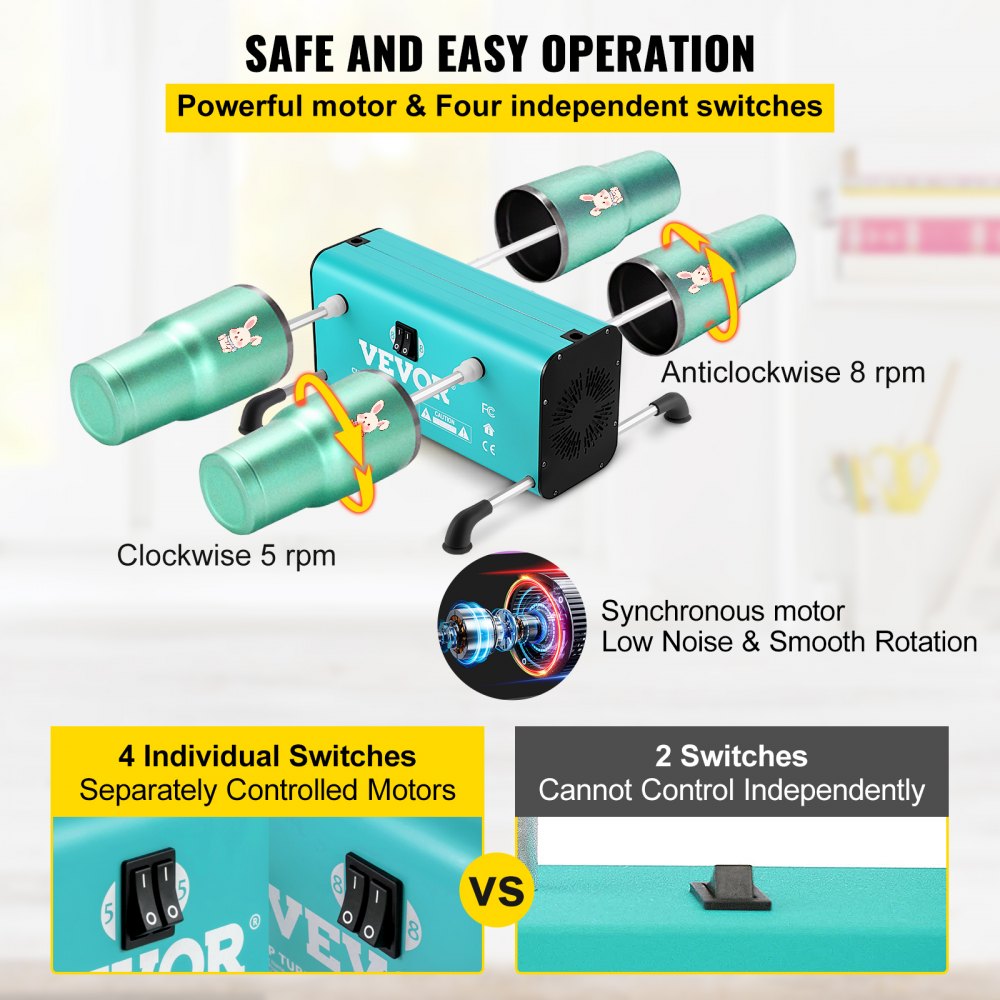 Green Bostome 4-Arm Cup Turner Machine with adjustable speeds and silicone cup holders.